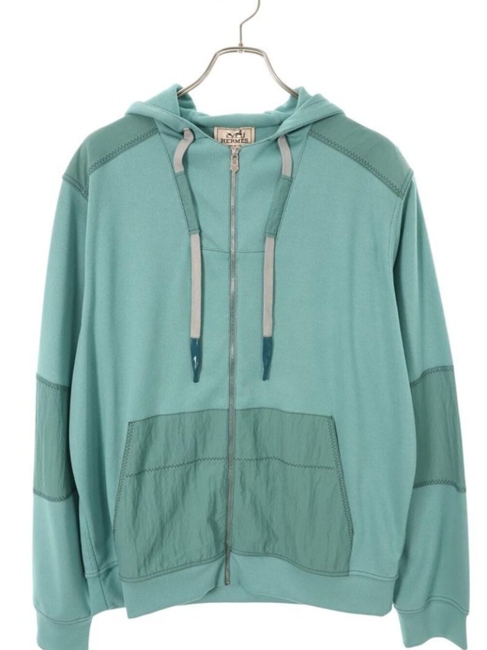 Hermes Voile Nylon Trim Zip Up Hoodie